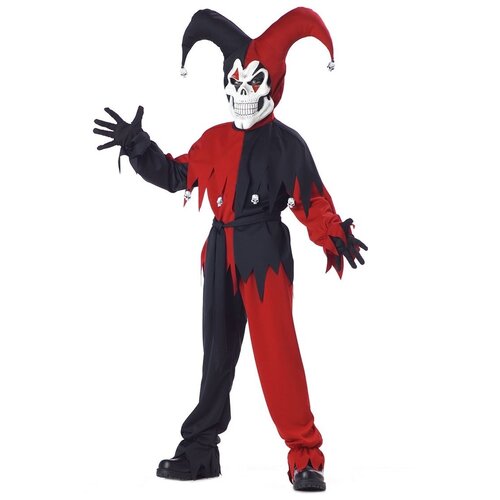 фото Костюм дьявольский шут черно- красный детский california costumes xl (12-14 лет) (рубаха, штаны, маска, колпак)