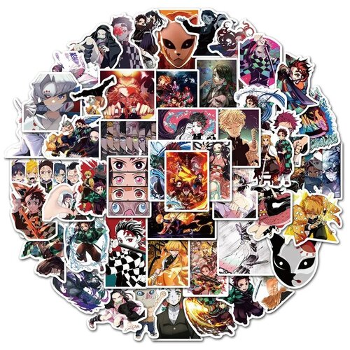 фото Набор наклеек клинок, рассекающий демонов 3.0 50шт./ demon slayer kimetsu sticker pack 3.0 50 pcs /стикеры самоклеящиеся sticker bombing