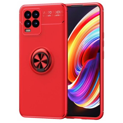 фото Brodef revolve силиконовый чехол с кольцом для realme 8 pro / realme 8 красный