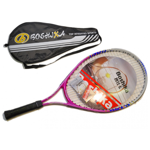 фото Ракетка для большого тенниса / тенисная ракетка boshika, алюминиевая, для начинающих спортсменов, розовая