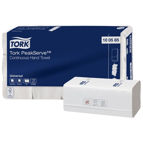 фото Полотенца бумажные лист. tork "peakserve"(z-сл)(h5) 1-слойные, 410л/пач, 22*20,1см, белые, непрер.подача, 12 шт.