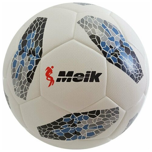 фото Мяч футбольный "meik" (черно/серый/синий) 4-слоя, tpu+pvc 3.2, 410-450 гр., термосшивка