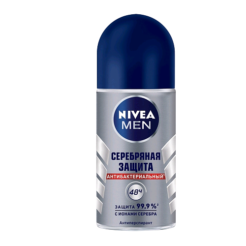 фото Дезодорант - роликовый (deodorant roll) nivea men серебряная защита дезодорант-роликовый "антибактериальный" с ионами серебра и с формулой защиты на 48 ч. 50 мл.