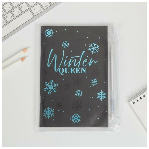 фото Набор "winter queen", блокнот с чёрными листами и ручка с белыми чернилами artfox 4940372 . yandex market