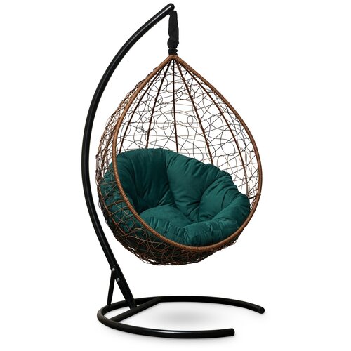 фото Подвесное кресло laura outdoor sevilla verde velour горячий шоколад + каркас (зеленая подушка)