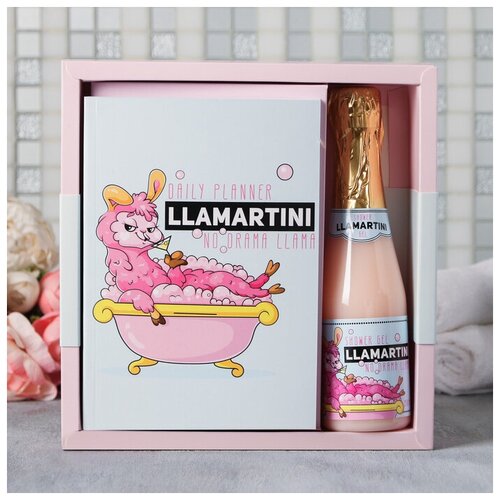 Подарочный набор ежедневник А5, 80 листов и шампанское гель для душа LLamartini без бренда гель для душа мягкая свежесть biore