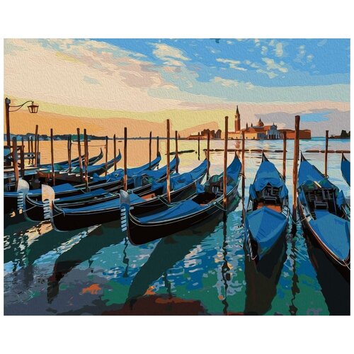 фото Картина по номерам "вечерние лодки", 40x50 см артвентура