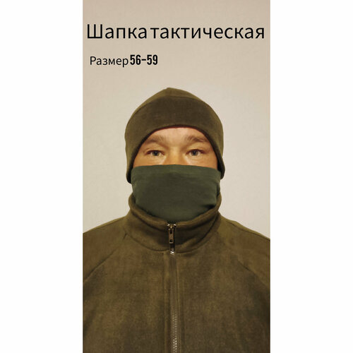 фото Шапка золотая игла, размер 56-59, хаки