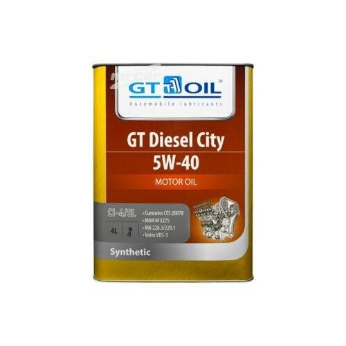 фото Gt oil 8809059408001 масло моторное синтетическое gt diesel city 5w40 api sl/ci-4, acea a3/b3/b4/e7 4л