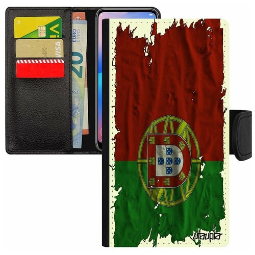 фото Чехол книжка на мобильный apple iphone se 2020, "флаг португалии на ткани" страна utaupia