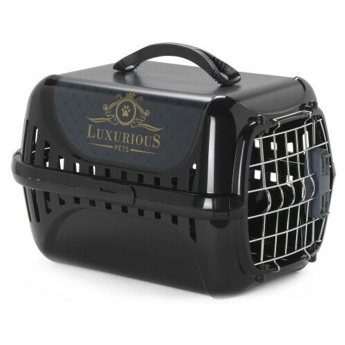 фото Переноска для кошек и собак moderna luxurious 49x32x30h см с металлической дверцей, черная