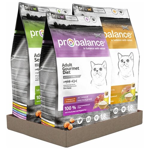 фото Набор probalance 3х1,8кг. три вида корма для кошек