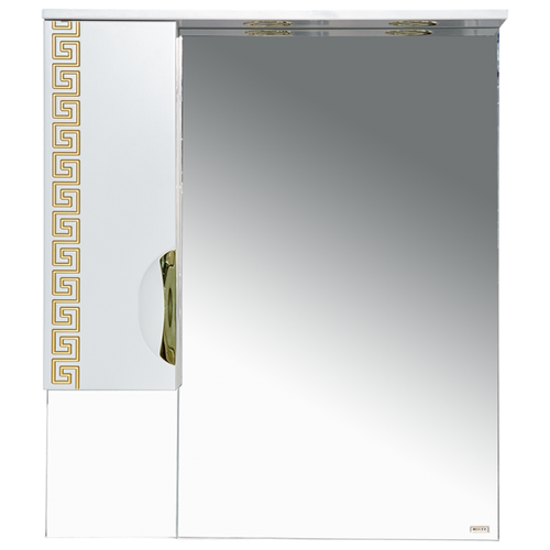 фото Зеркало- шкаф misty престиж 80 левый белый золотая патина
