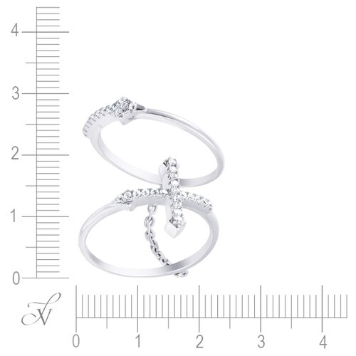 фото Jv серебряное кольцо с кубическим цирконием mj-2506r_ko_001_wg, размер 18