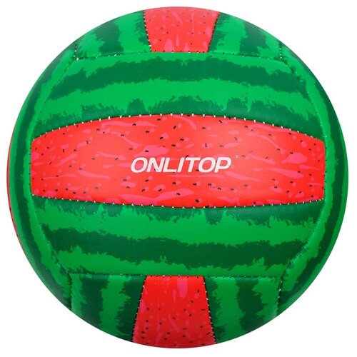 фото Мяч волейбольный onlitop «арбуз», размер 2, 150 г, 2 подслоя, 18 панелей, pvc, бутиловая камера, машинная сшивка mikimarket