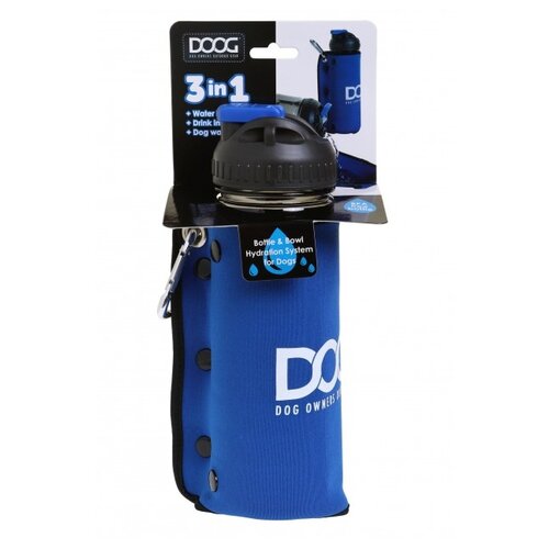фото Комплект дорожный для собак (бутылка 600мл + миска), синяя doog kszoo-bb3in1