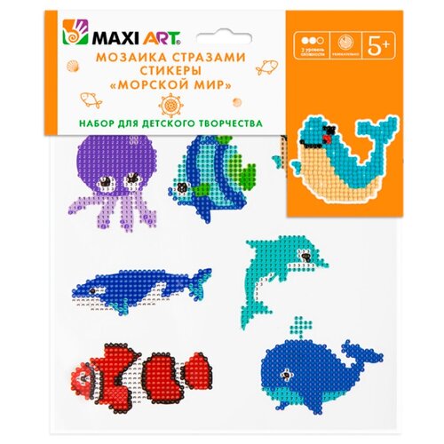 фото Maxi art набор алмазной вышивки стикеры морской мир (mt-kn0247-1) 20х20 см