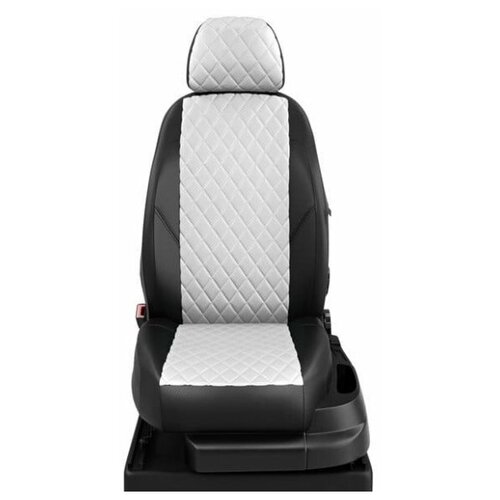 фото Чехлы nissan tiida 1 2004-2018 экокожа черный, белый автолидер ni19-0302-ec03-r-wht avtolider1