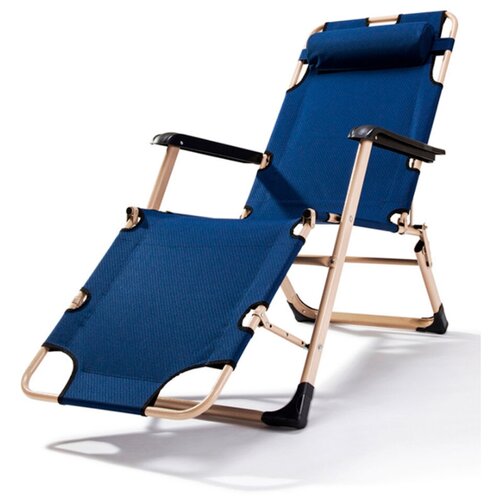 фото Раскладушка кресло-кровать с подушкой urm, 178х52х38 см, синяя