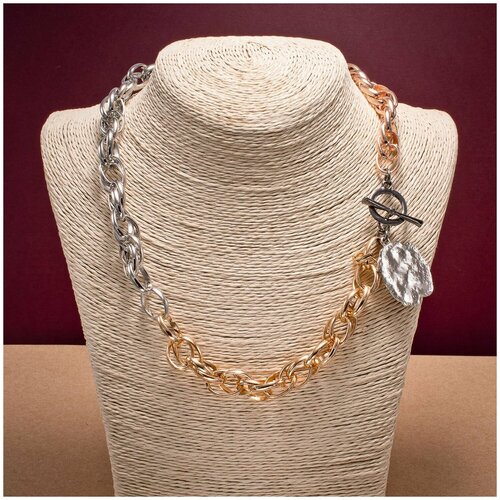 фото Бижу колье-ожерелье, цепь золотистого, серебристого цвета, с подвеской, 1 шт sweet home
