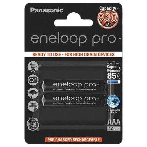 фото Panasonic аккумулятор eneloop pro hr03 930mah nimh bl2 aaa в упаковке 2 шт
