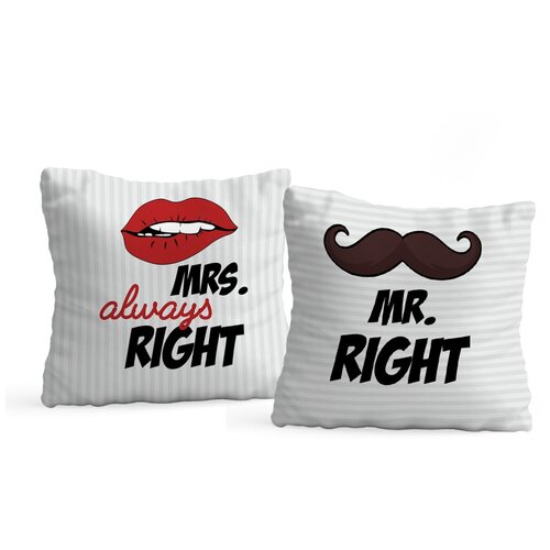 фото Декоративные подушки флис 35х35 см комплект 2 шт mr right&mrs always right sfer.tex