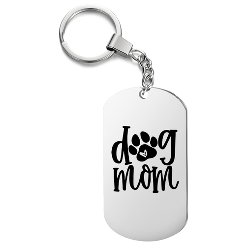 фото Брелок для ключей «dog mom » с гравировкой подарочный жетон ,на сумку, на ключи , в подарок irevive