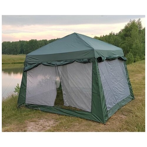 фото Палатка-шатер-беседка, размер 320x320x235 для отдыха из металлического стального каркаса + усиленная москитная сетка 2902 terbo mir camping