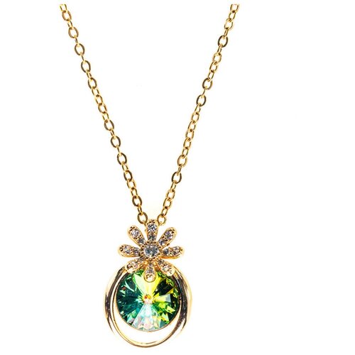 фото Цепочка на шею и кулон с цветочком бижутерия advanced crystal зеленый xuping jewelry