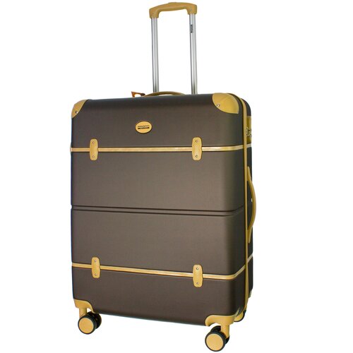 фото Чемодан пластиковый с кожаными ремешками proffi travel ph10487 "tour vintage", коричневый, большой