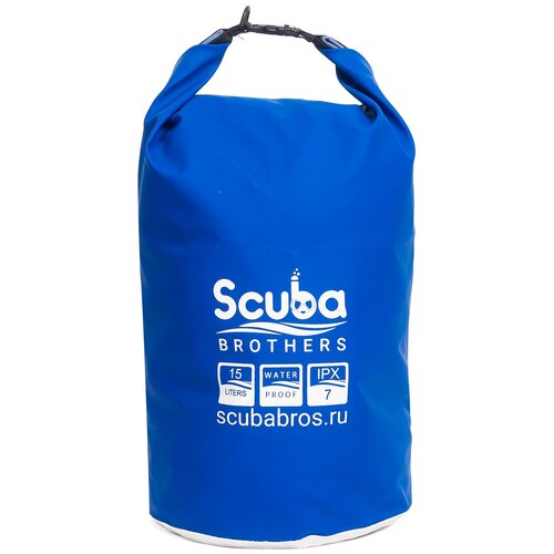 фото Гермомешок scuba brothers volga, 15 литров, с лямкой, пвх ткань, синий/белый