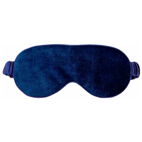 фото Маска для сна шёлковая "королевский синий", шелковый бархат, шелковый атлас, 100% шёлк, синяя в подарочной упаковке. ручная работа. blackout