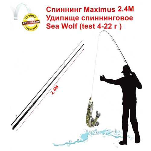 фото Удилище спиннинговое maximus sea wolf 2.4 м (4-22 г )