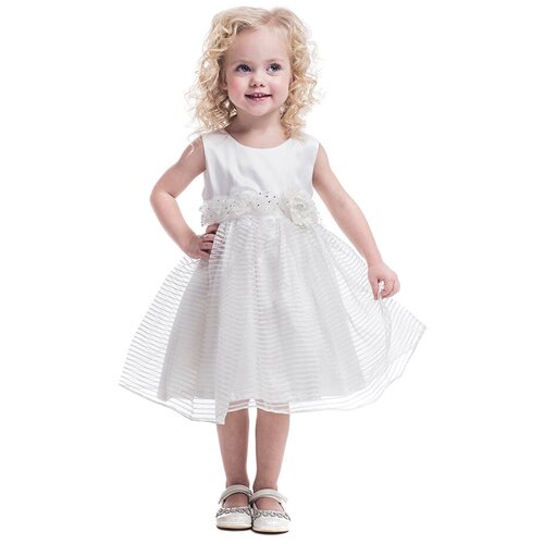 фото Платье cascatto, нарядное, в полоску, размер 3-4/98-104, белый