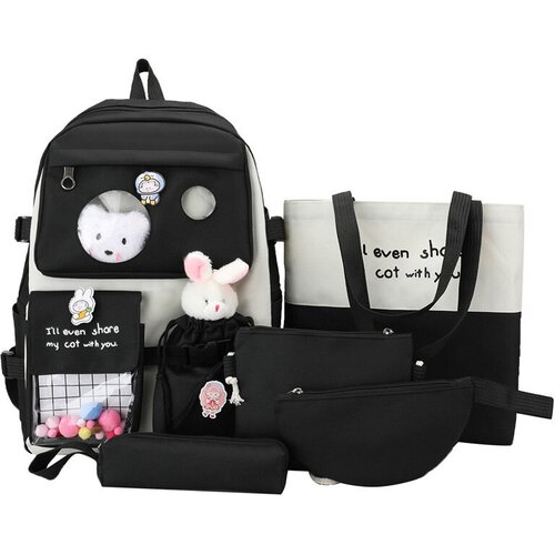фото Рюкзак детский набор 5 в 1 пенал, сумка, поясная сумочка черный evdakoff