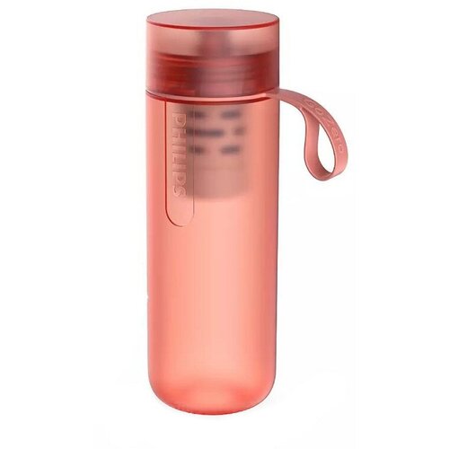 фото Бутылка для воды с фильтром фитнес спорт philips gozero awp2712rdr 58 fithess 590ml розовая