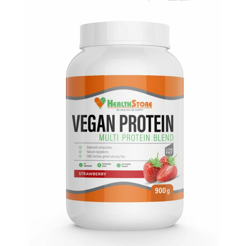 фото Vegan protein 0,9 клубника протеин растительный healthstore