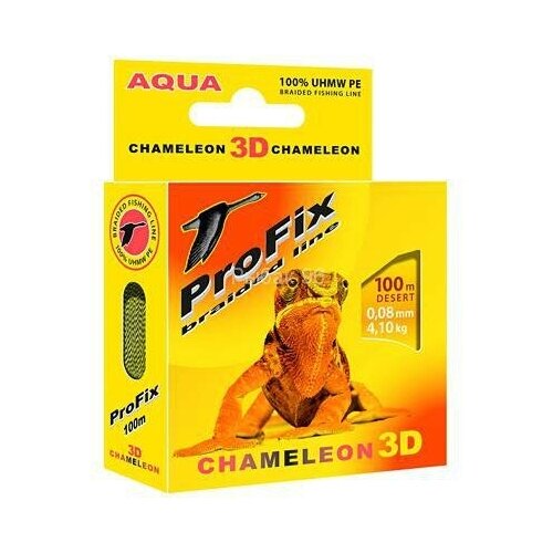 фото Леска плетеная aqua profix chameleon 3d desert 0.14 100м