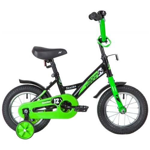 фото Детский велосипед novatrack strike 12 черный-зеленый