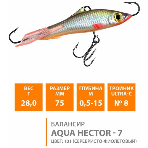 фото Балансир для зимней рыбалки aqua hector-7 75mm 28g цвет 101