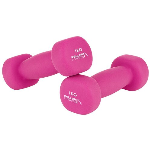 фото Гантель 1 кг kett-up keller fitness, ku155.1, 2 штуки, неопреновая, цвет розовый