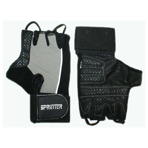 фото Перчатки спортивные для фитнеса/перчатки для тяжёлой атлетики 'sprinter'. размер: xl. цвет: чёрный/серый..