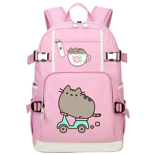 фото Городской рюкзак кот пушин на скутере / pusheen cat / школьный рюкзак-ранец с принтом для девочек / детский рюкзак тоторо шоп