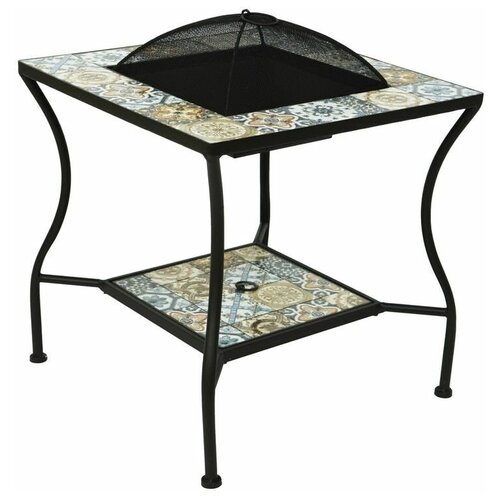 фото Садовый стол с чашей для костра "тулуза", металл, мозаика, 54.5x54.5x55 см, kaemingk