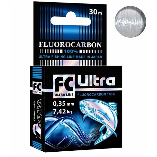 фото Леска для рыбалки aqua fc ultra fluorocarbon 100% 0,35mm 30m, цвет - прозрачный, test - 7,42kg ( 1 штука )