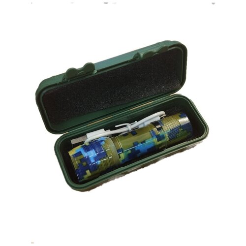 фото Фонарик ручной аккумуляторный, с зарядкой micro usb, походный, компактный / cверхъяркий светодиодный фонарь с фокусировкой цвет хаки alisafox