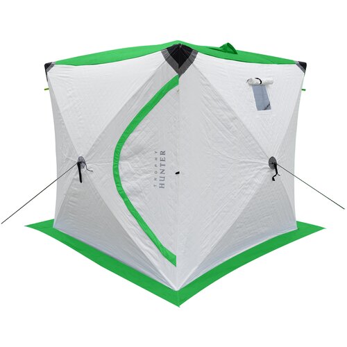 фото Палатка утеп. куб 2006 улов, цвет:зеленый-белый ( 2.00м*2.00м*2.10м) со светоотражающими элементам