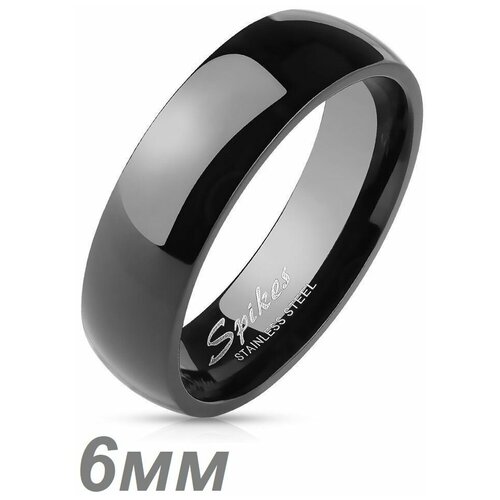 фото Классическое черное кольцо глянцевое, парное кольцо spikes