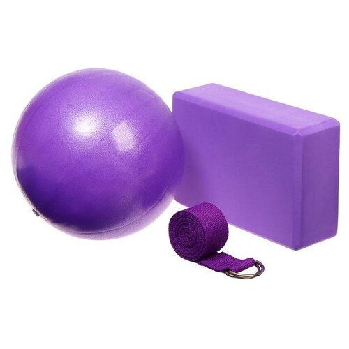 фото Набор для йоги sangh: блок, ремень, мяч, цвет фиолетовый