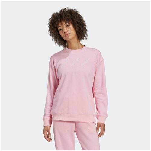 фото Худи adidas, оверсайз, средней длины, размер 36, розовый